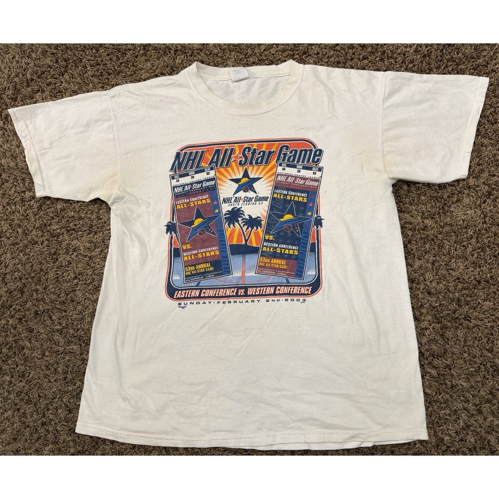 2003 Majestic Nhl AllStar Game Ft Lauderdale Florida White Shirt Mens Size Xl